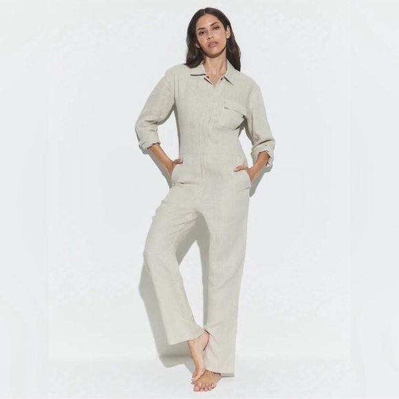 Rivet Utility Pants - Rivet Utility Bigwig Linen Jumpsuit - Oatmeal - Small